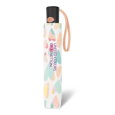 Benetton Mini AC AQUARELL HEARTS ,  dámský automatický deštník