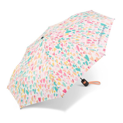 Benetton Mini AC AQUARELL HEARTS ,  dámský automatický deštník