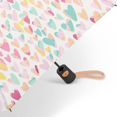 Benetton Mini AC AQUARELL HEARTS ,  dámský automatický deštník